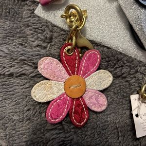 Coach Pink Patchwork Daisy Charm EUC